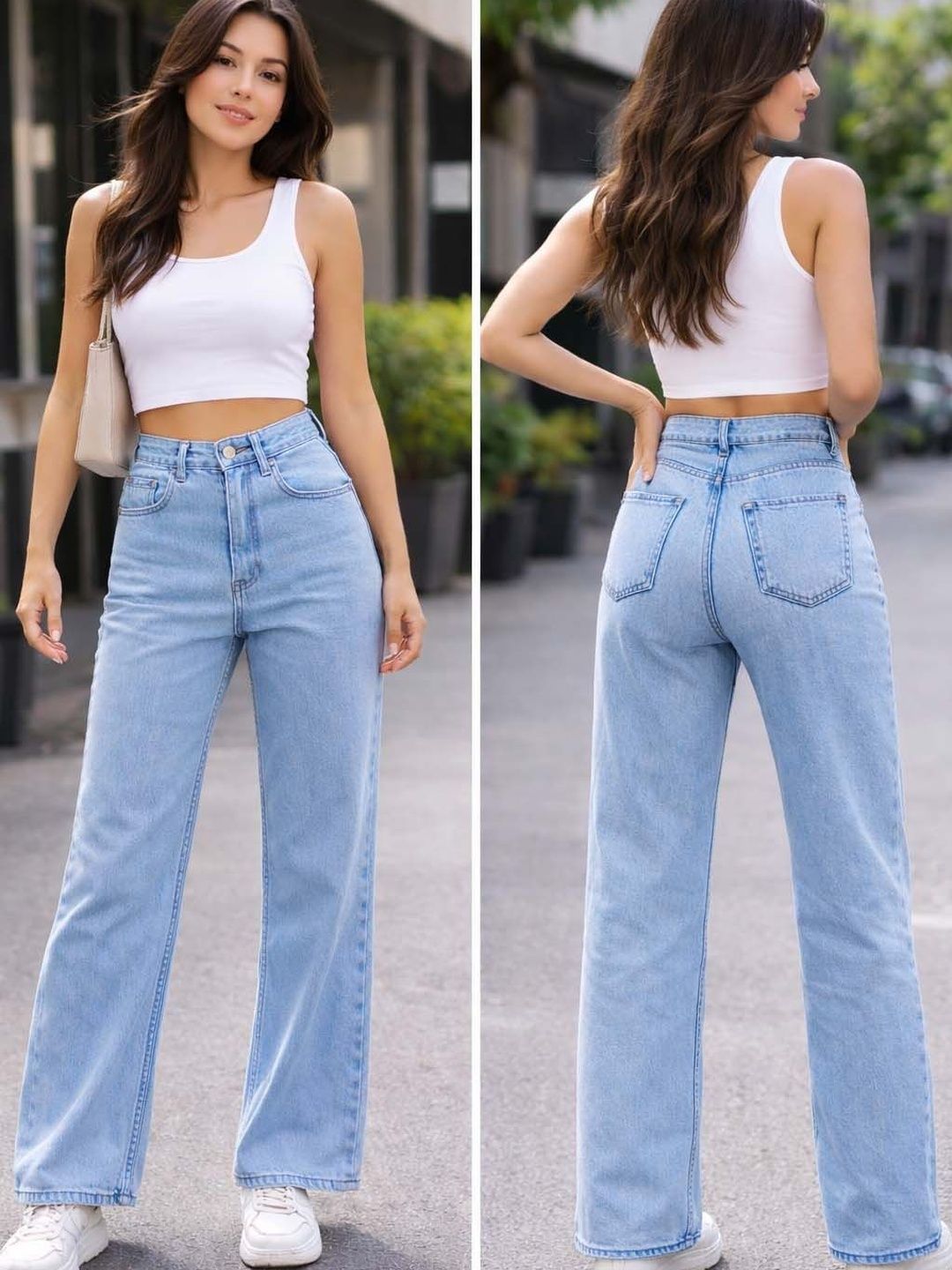 Women Wide Leg High-Rise Light Fade Jeans