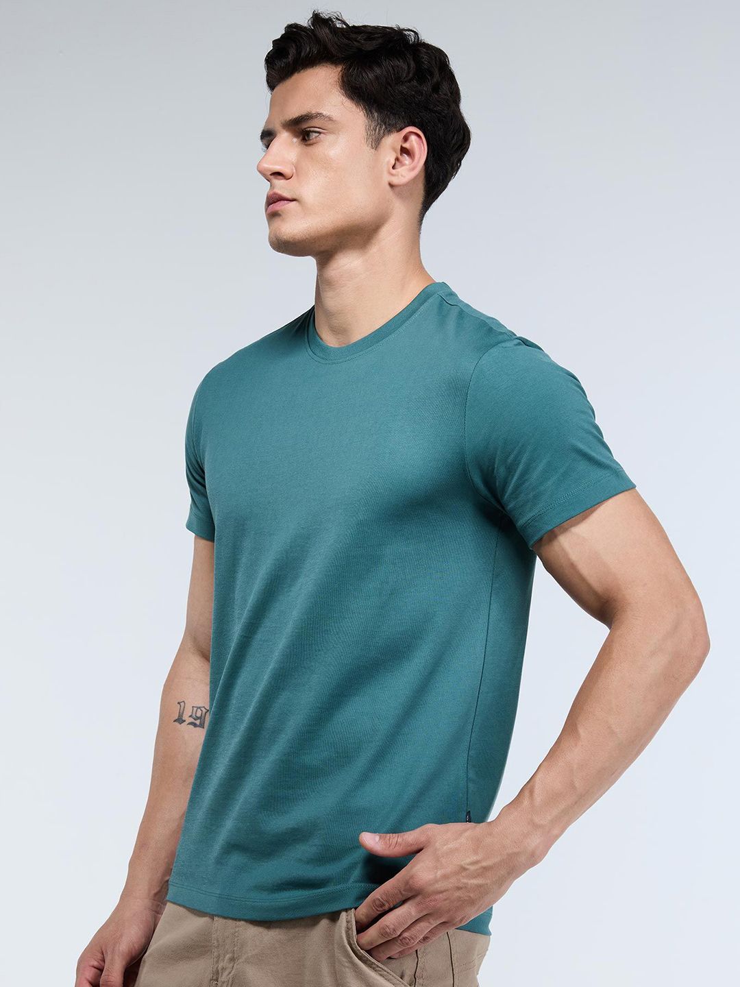 Men Pine Supima Crew Neck Relaxed Fit T-Shirt