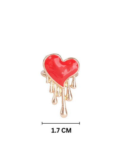 SALTY Burning Red Heart Ring For Women & Girls