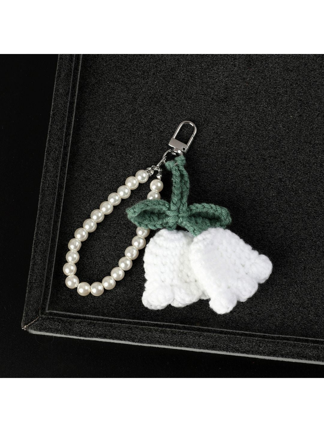 SALTY White Bloom Knit Pearl Bag Charm