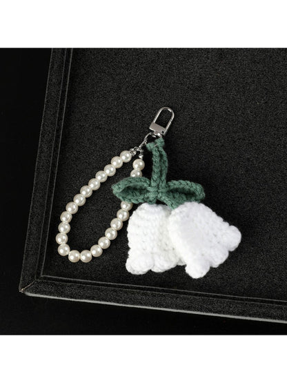 SALTY White Bloom Knit Pearl Bag Charm