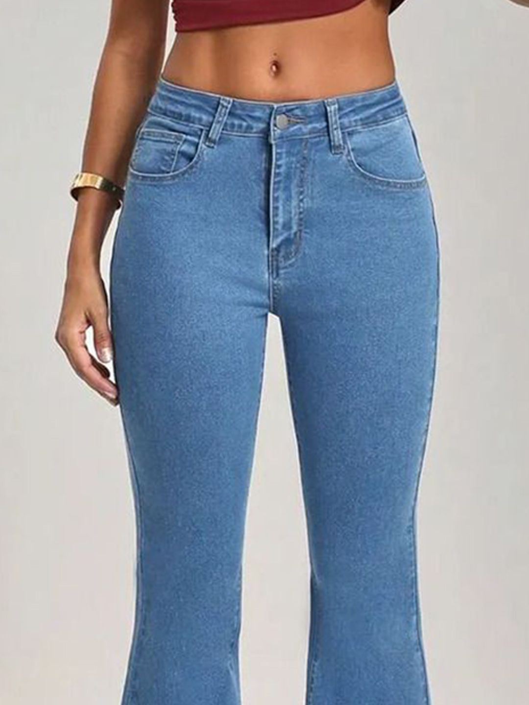 Women Flared Light Fade High-Rise Jeans