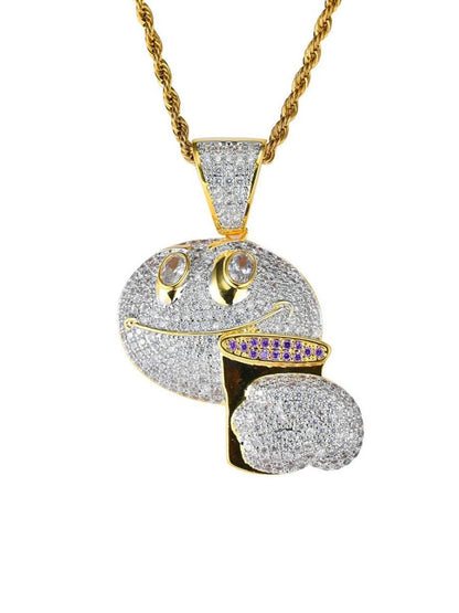 SALTYStainless Steel Artificial Stones Studded Pendant with Chain