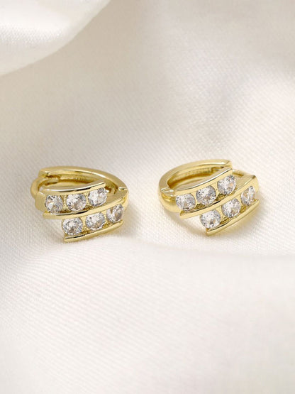 SALTY Gold-Plated Stone Studded Circular Meera Shine Hoop Earrings