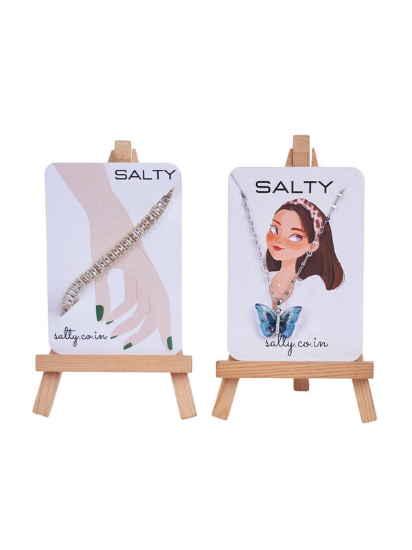 SALTY Set Of 2 Butterfly Necklace & Glimmer Tennis Bracelet