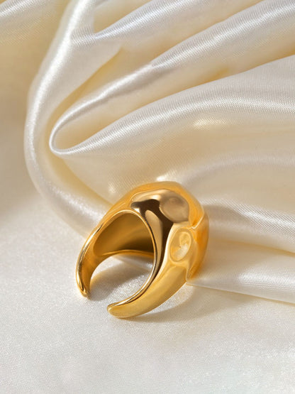 SALTY Gold-Plated Stainless Steel Glamour Chunk Adjustable Finger Ring