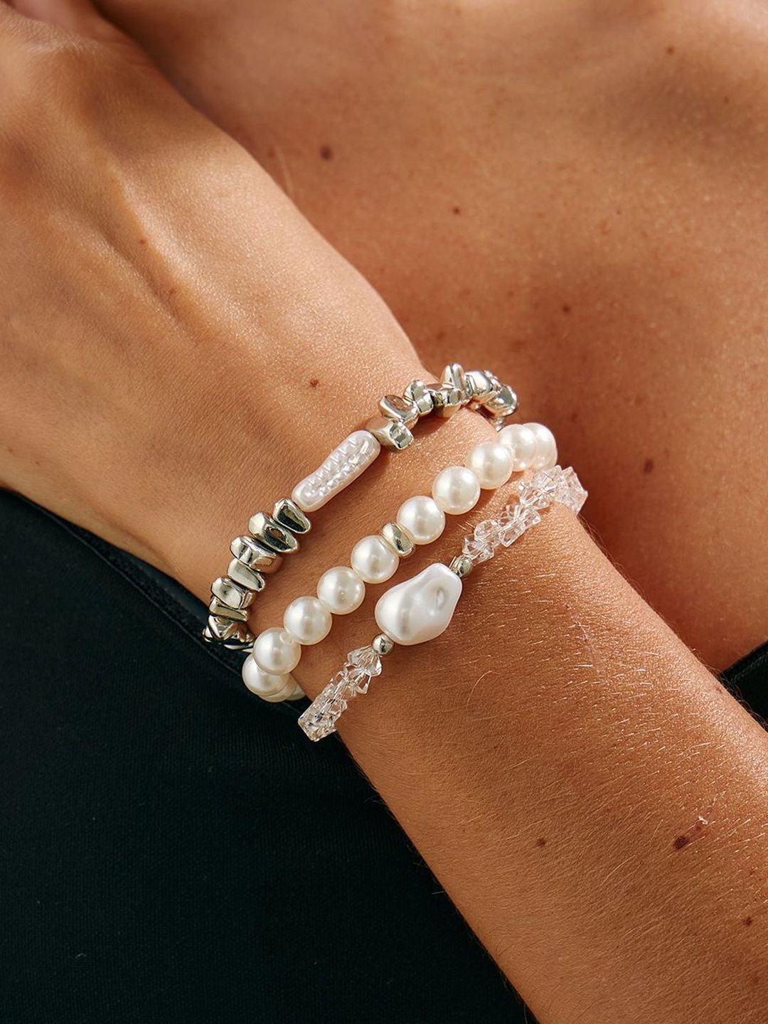 Women 3 Handcrafted Silver-Plated Bracelet