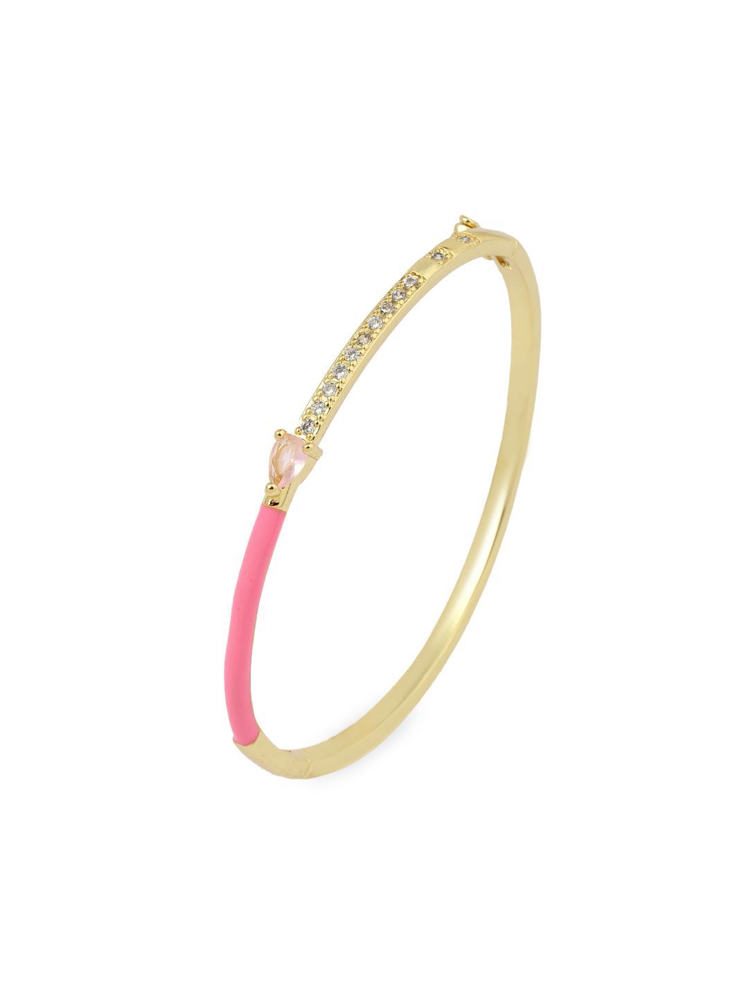 SALTY Gold-Plated Delicate Blossom Stone Studded Bangle-Style Bracelet