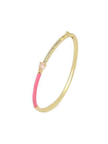 SALTY Gold-Plated Delicate Blossom Stone Studded Bangle-Style Bracelet