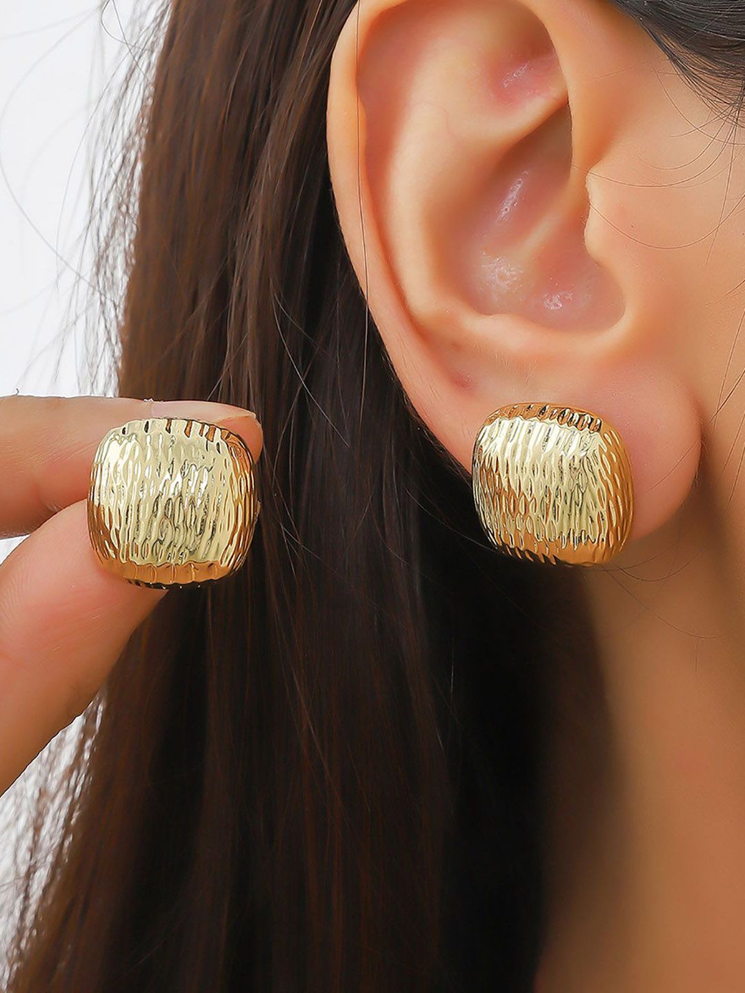 Gold-Plated Square Studs Earrings