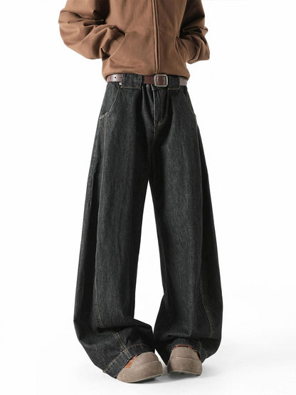 Men Wide Leg Light Fade Jeans