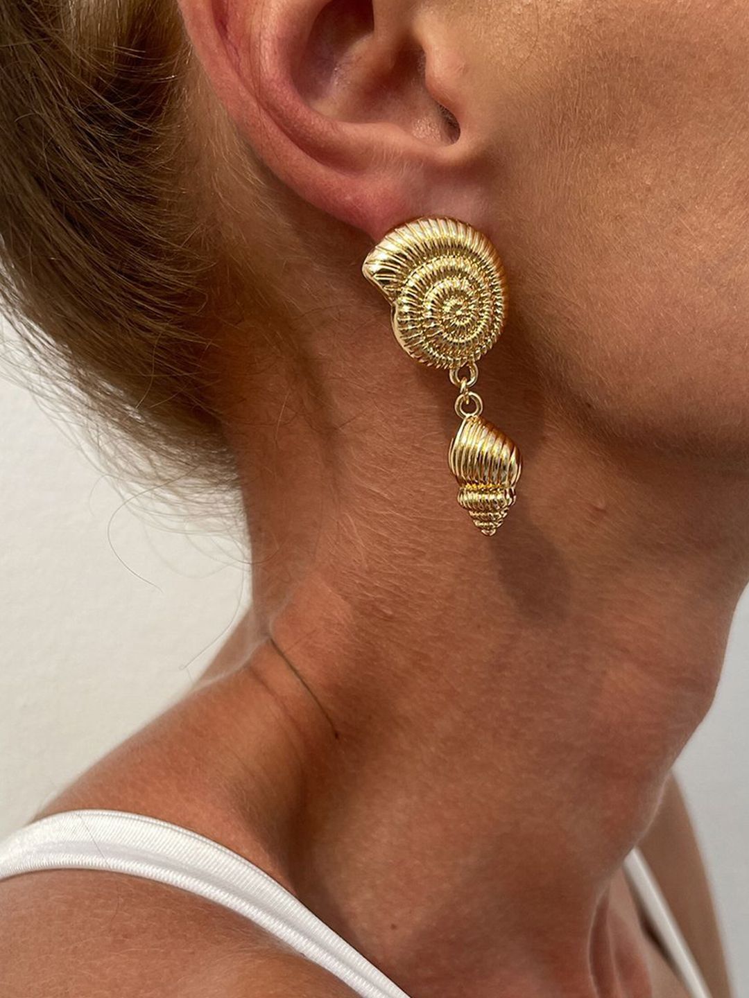 Gold-Plated Contemporary Drop Earrings
