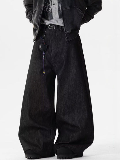 Men Wide Leg Mid-Rise Light Fade Jeans