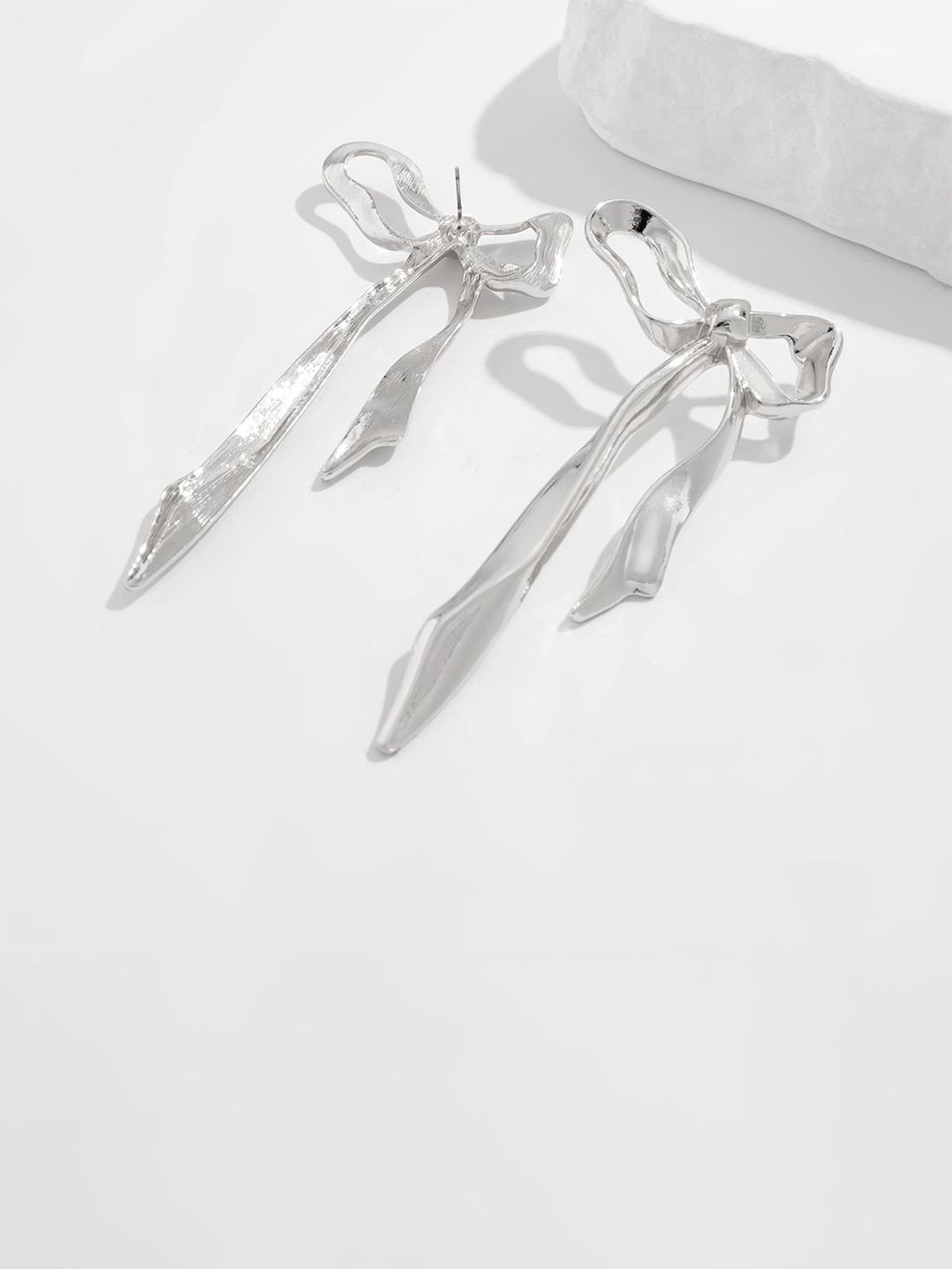 Silver-Plated Contemporary Drop Earrings