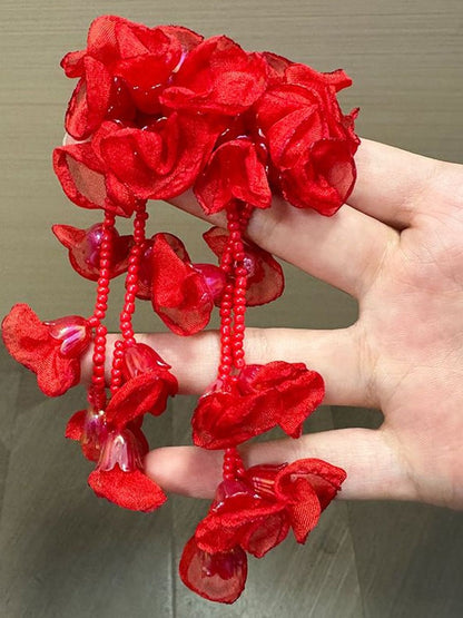 Artificial Beaded Floral Shaped Drop Earrings