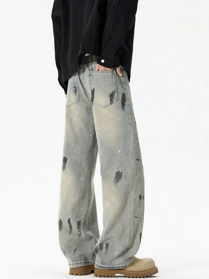 Men Wide Leg Mid-Rise Printed Jeans