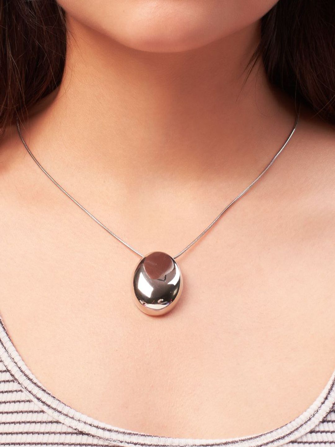 SALTY Stone-Studded Stainless Steel Pendants With Chains
