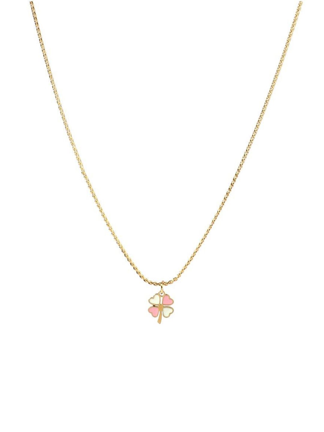 SALTY Gold-Plated Floral Stainless Steel Studded Pendants With Chains
