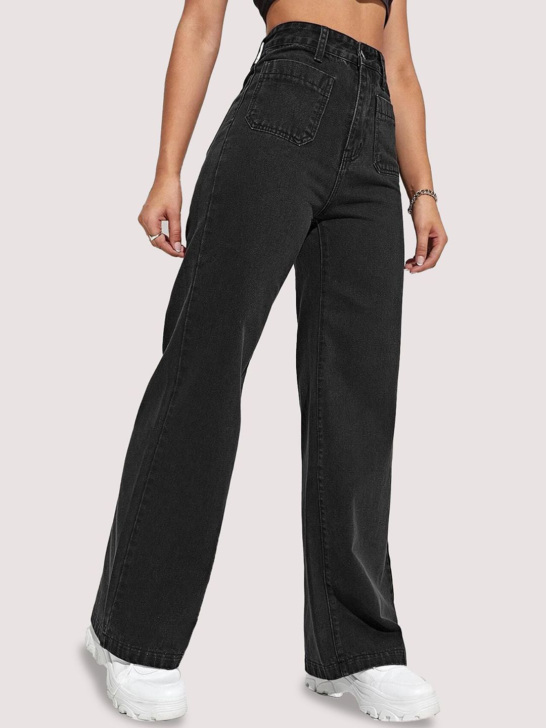 Women Cotton Straight Fit High-Rise Stretchable Jeans