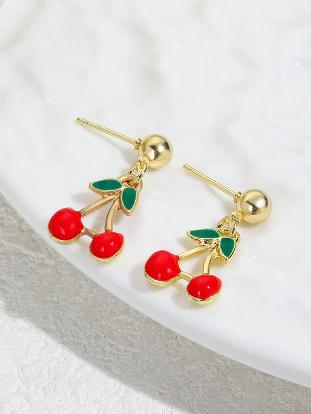 Gold Plated Contemporary Drop Earrings