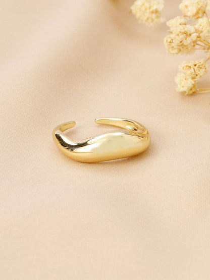 SALTY Women & Girls Molten Wave Golden Stylish Adjustable Finger Ring