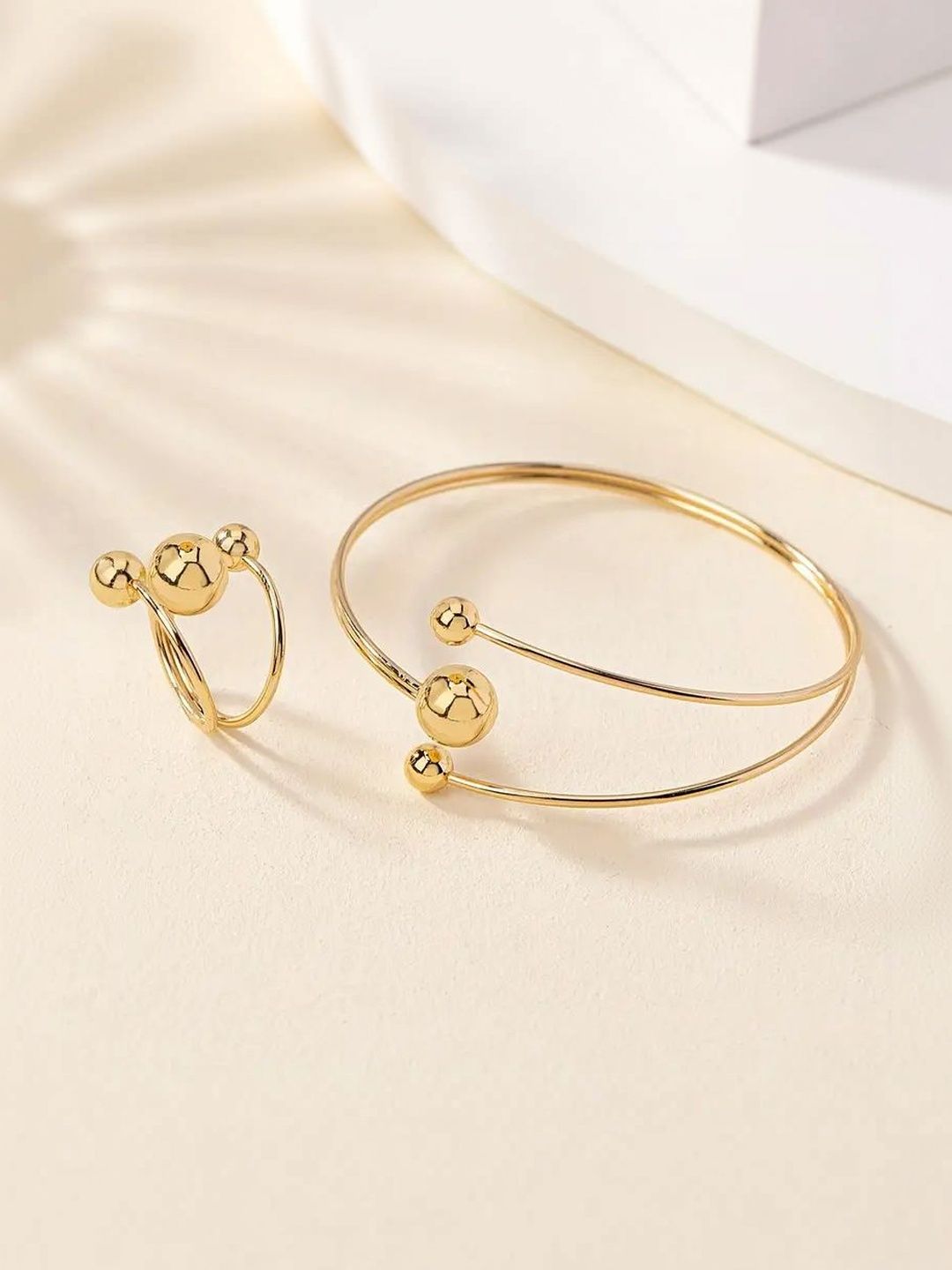 Gold-Plated Beaded Studded Jewellery Set