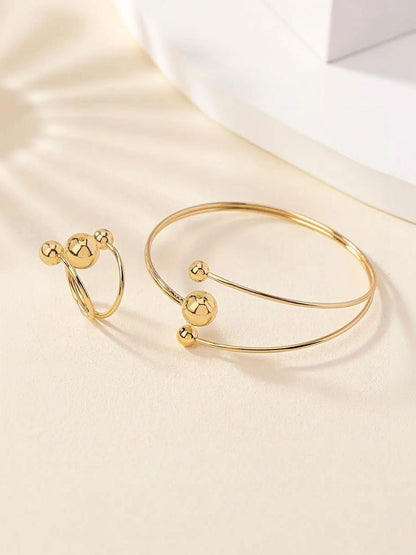 Gold-Plated Beaded Studded Jewellery Set