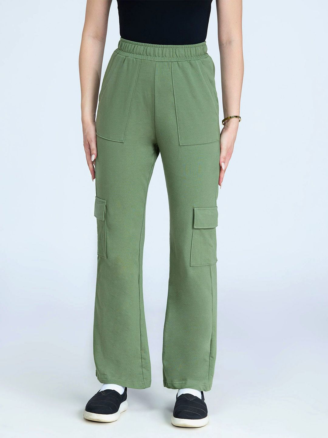 Olive Wide Cargo Joggers