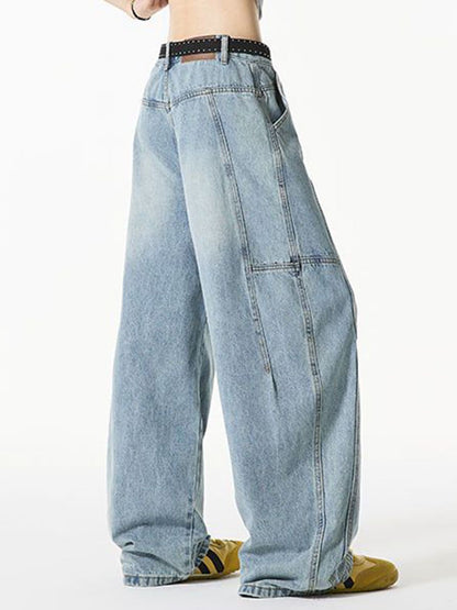 Men Wide Leg Mid-Rise Light Fade Jeans