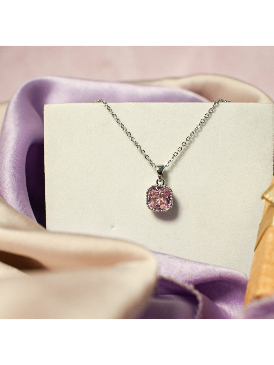 SALTY American Diamond-Studded Square-Shaped Pendants With Chains