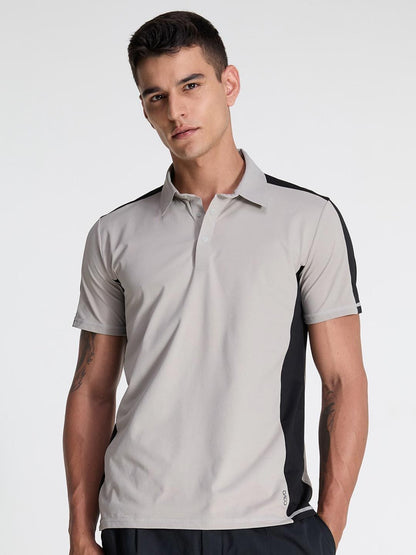 Cement Contrast Bonded Polo T-shirt