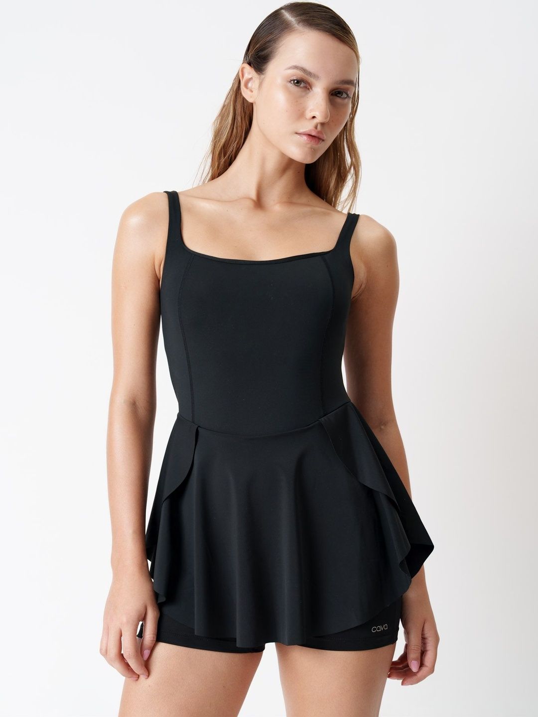 Black Swirl Swim Dress