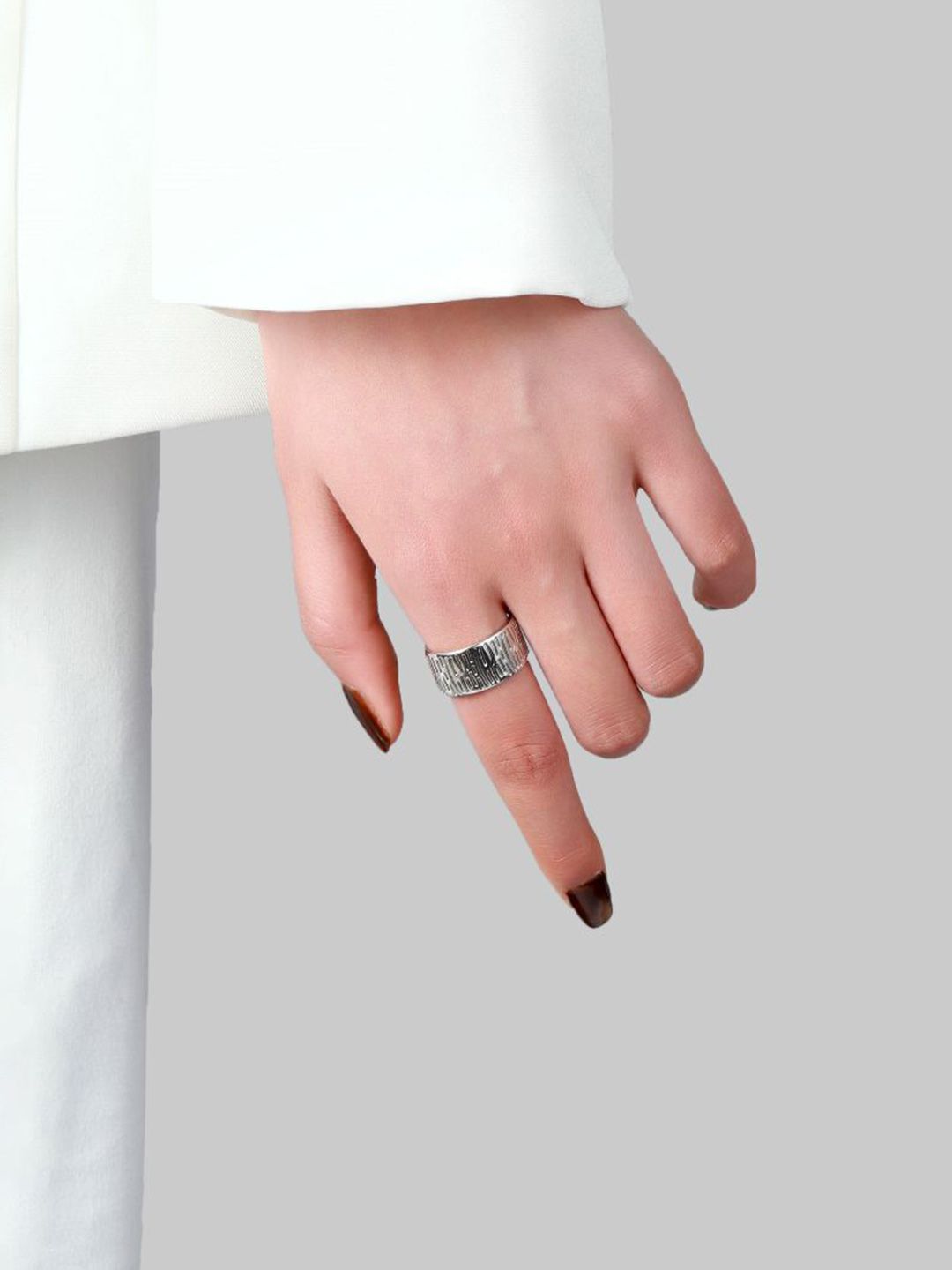 SALTY Women & Girls Serpent Skin Silver Stylish Adjustable Finger Ring