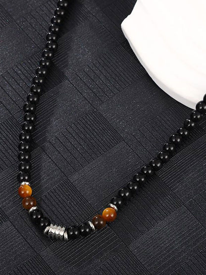 Silver-Plated Artificial Beaded Minimal Necklace