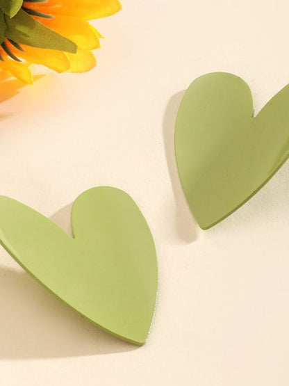SALTY Pack of 2 Women Green Heart Acrylic Earring