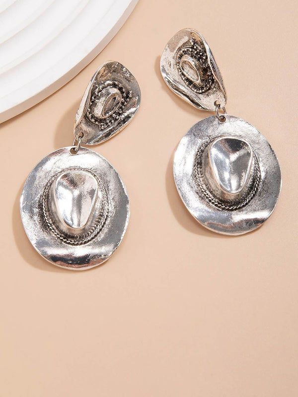 Silver-Plated Oval Chunky Drop Earrings