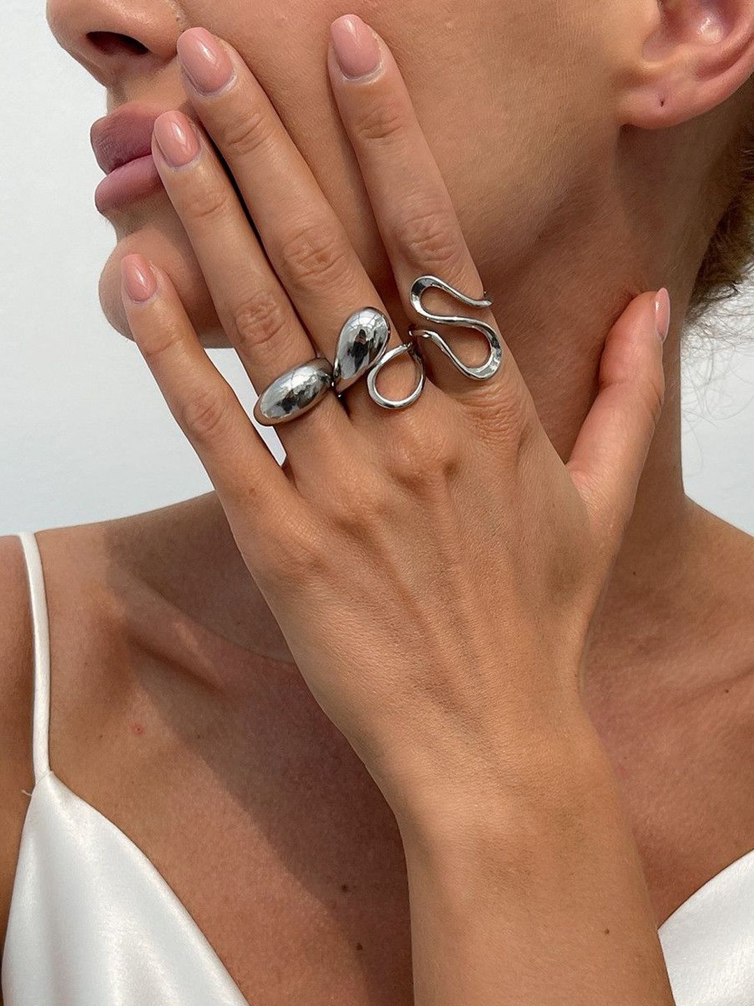 Set of 3 Silver-Plated Finger Ring