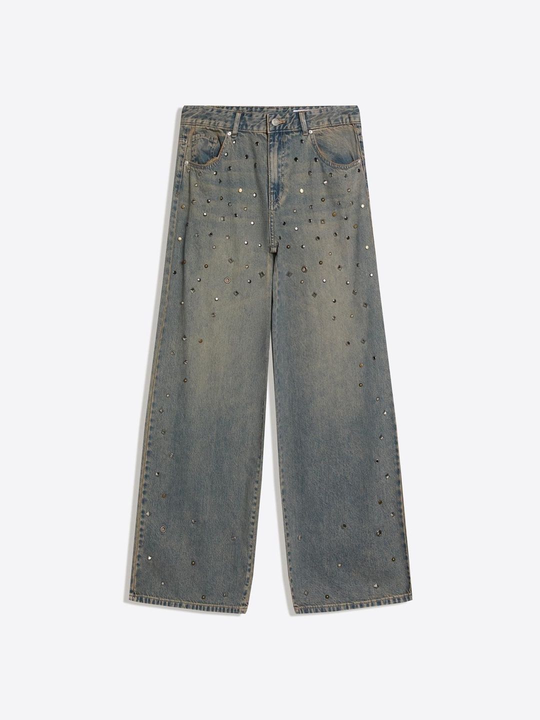 Low-Rise Studded Boyfriend Jeans