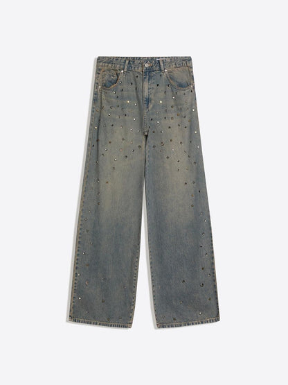 Low-Rise Studded Boyfriend Jeans