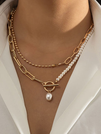 Gold-Plated Beaded Layered Chain