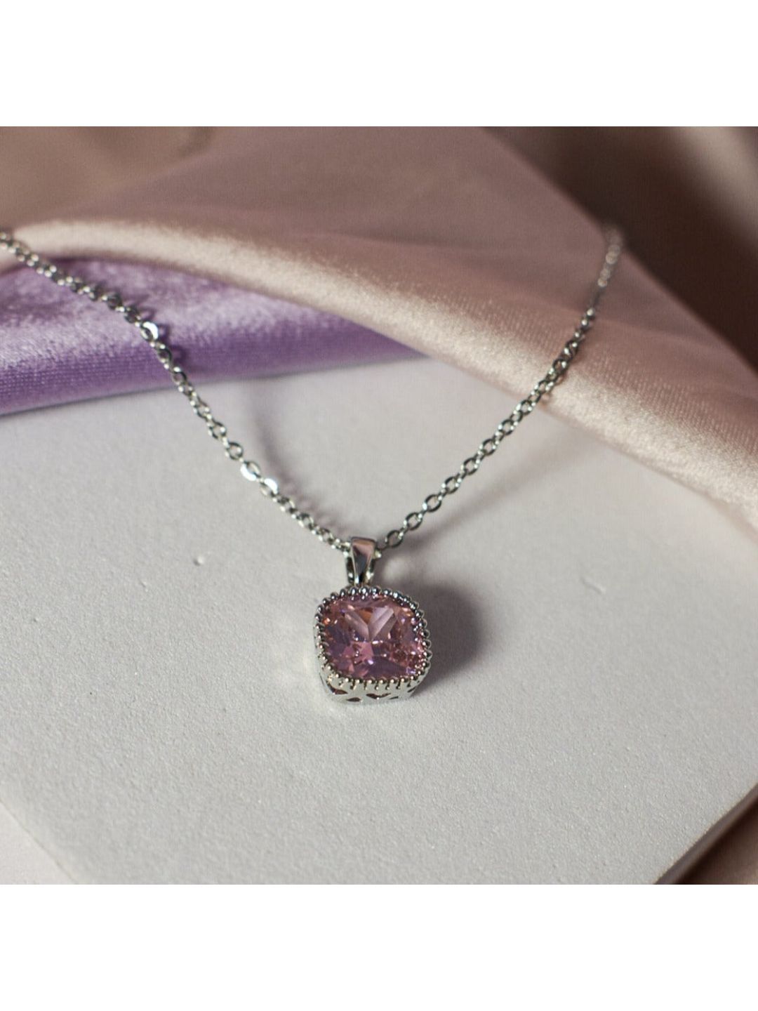 SALTY American Diamond-Studded Square-Shaped Pendants With Chains