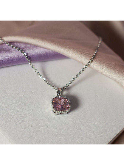 SALTY American Diamond-Studded Square-Shaped Pendants With Chains