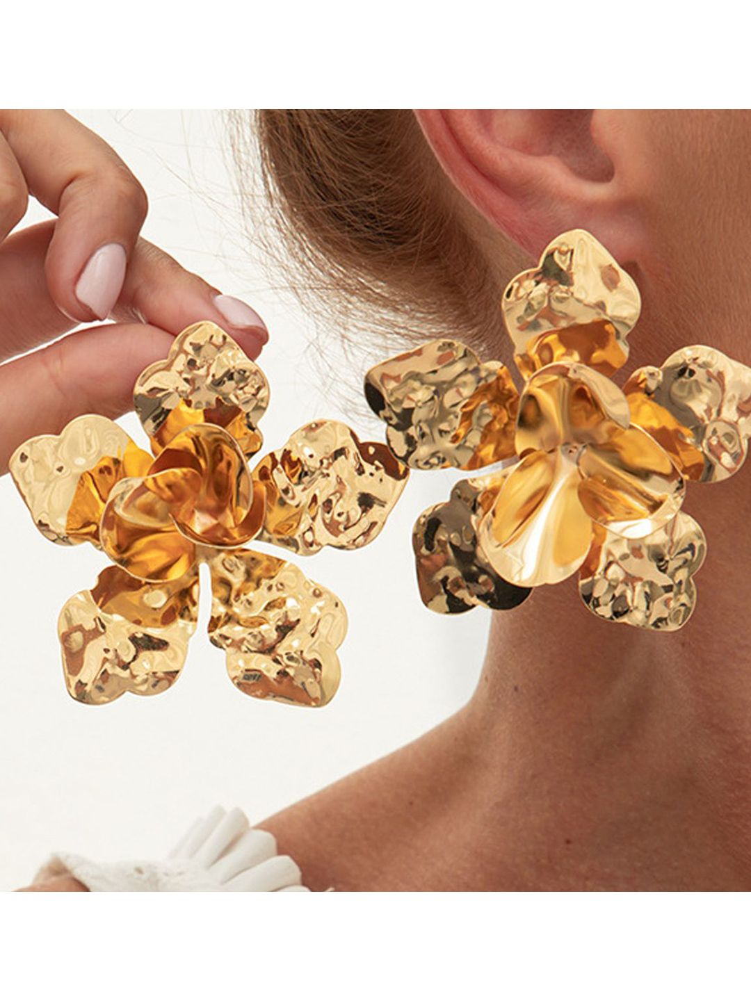Gold-Plated Floral Shaped Studs