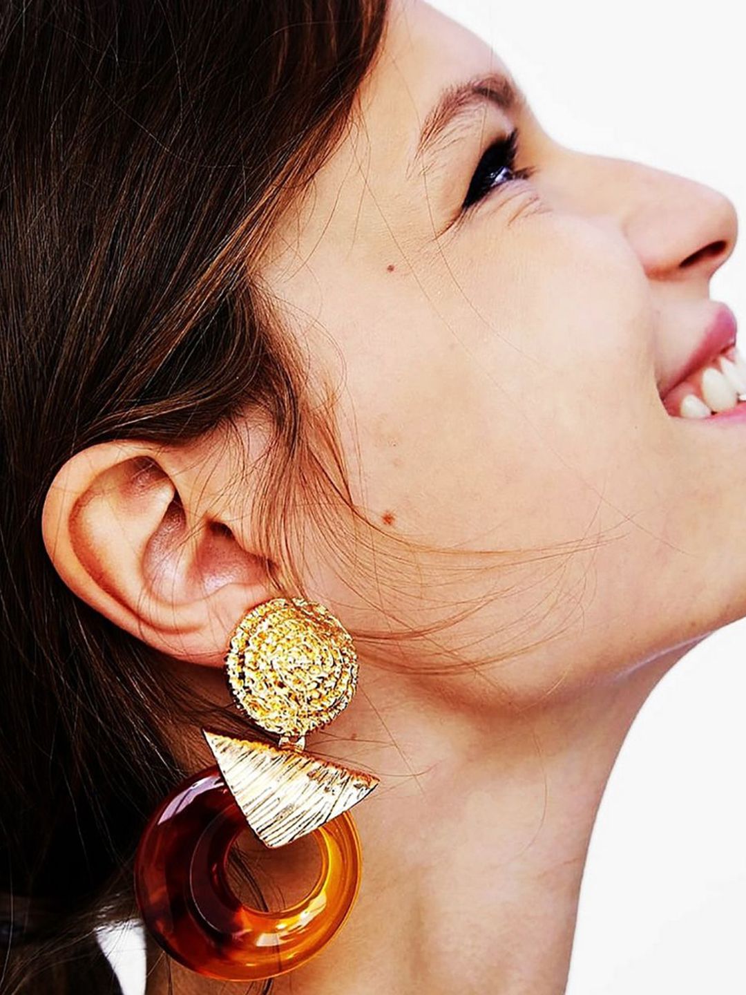 Gold-Plated Circular Drop Earrings