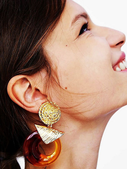 Gold-Plated Circular Drop Earrings