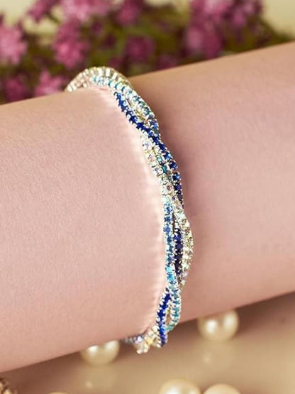SALTY Women Artificial Stones Studded Elasticated Bracelet