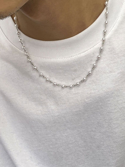 Silver-Plated Pearls Beaded Minimal Necklace