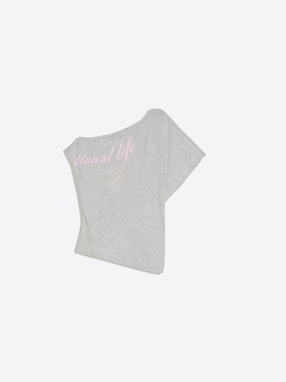 Asymmetric print short sleeve T-shirt