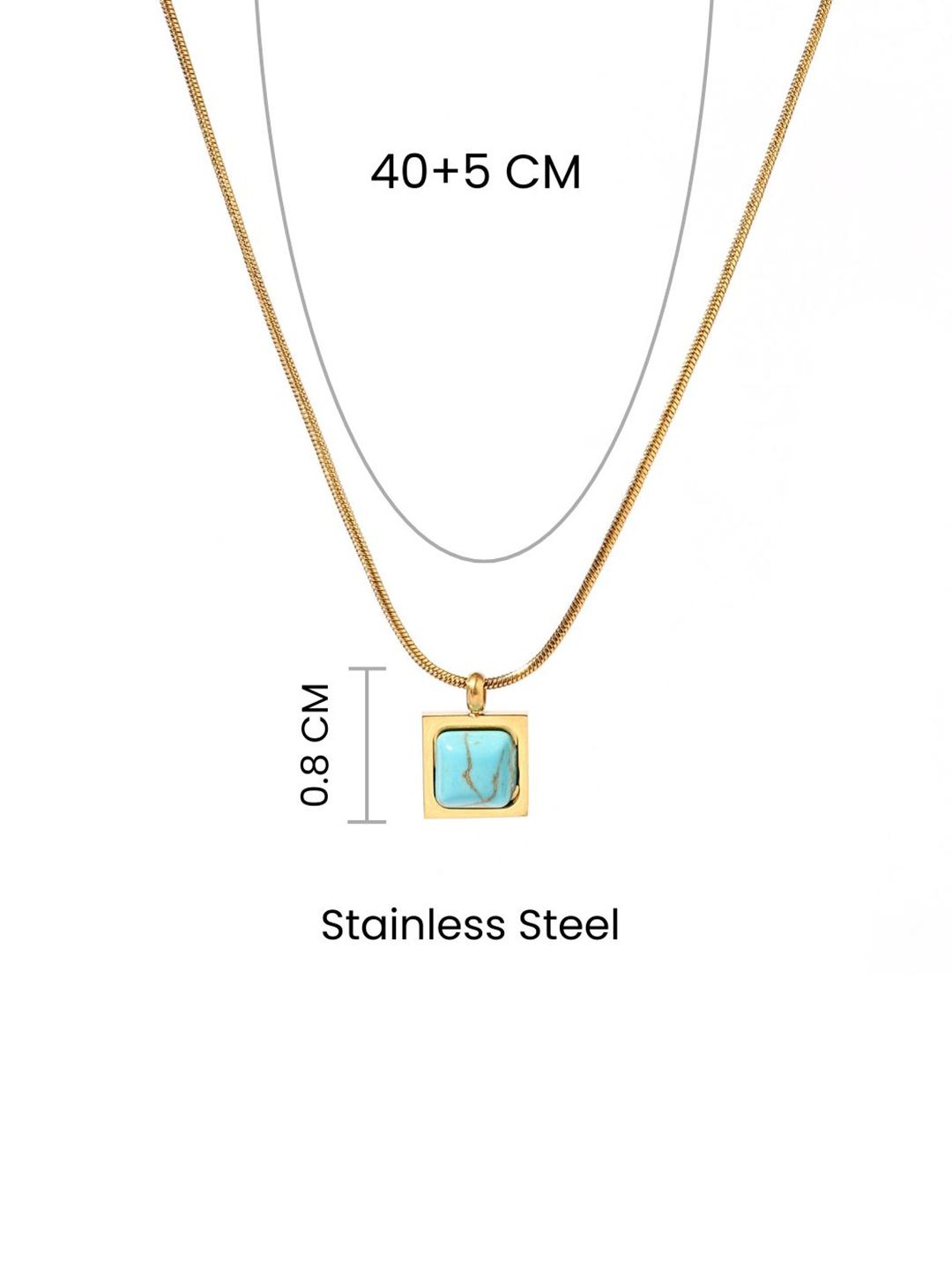 SALTY Stainless Steel Sapphire Square Charm Chain