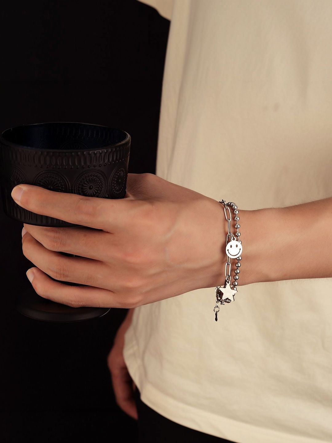 Men Handcrafted Silver-Plated Link Bracelet